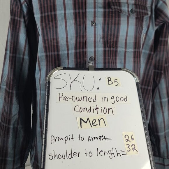 Columbia Men's Brown Blue Plaid Classic Long Sleeve Button-Front Shirt Size L - Picture 13 of 13